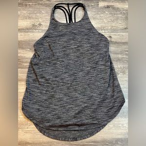 Ladies Size 6. Lululemon Athletic Tank Too. Gray And Black. “Raise The Barre”Euc
